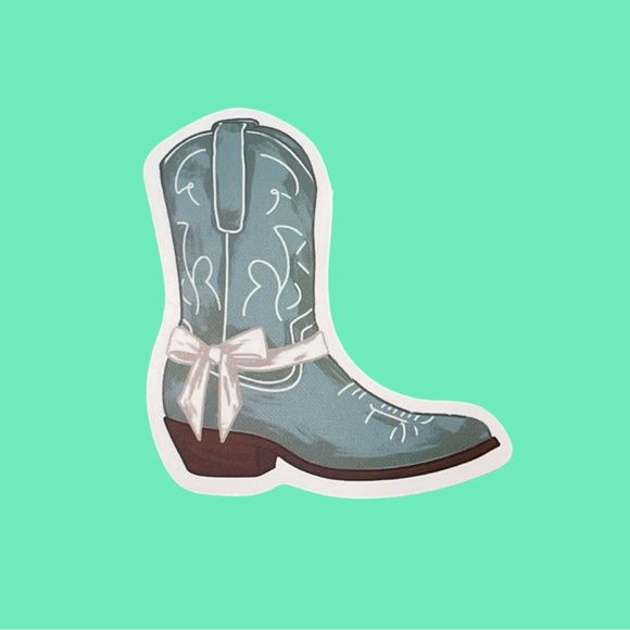 Other - Blue Cowboy Boot Sticker with White Bow